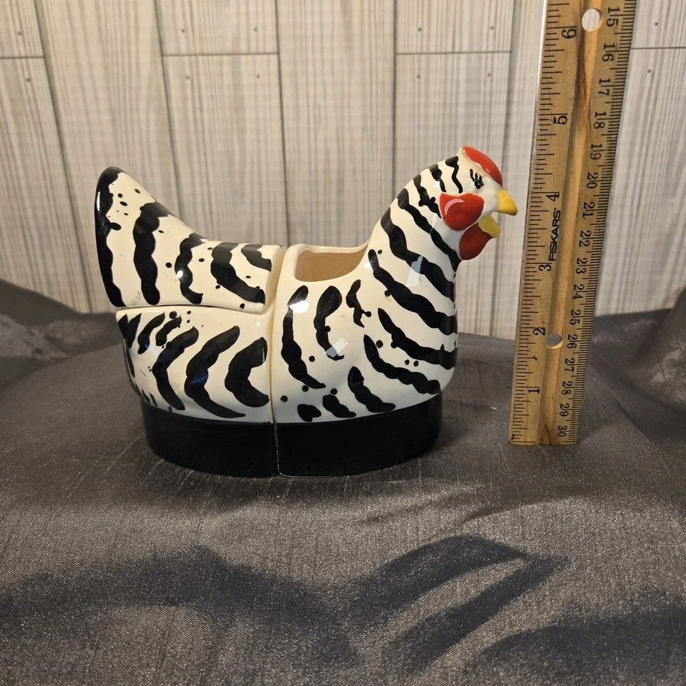 Vintag Department 56‎ French Hen Black And White Collection Cream and Sugar Bowl